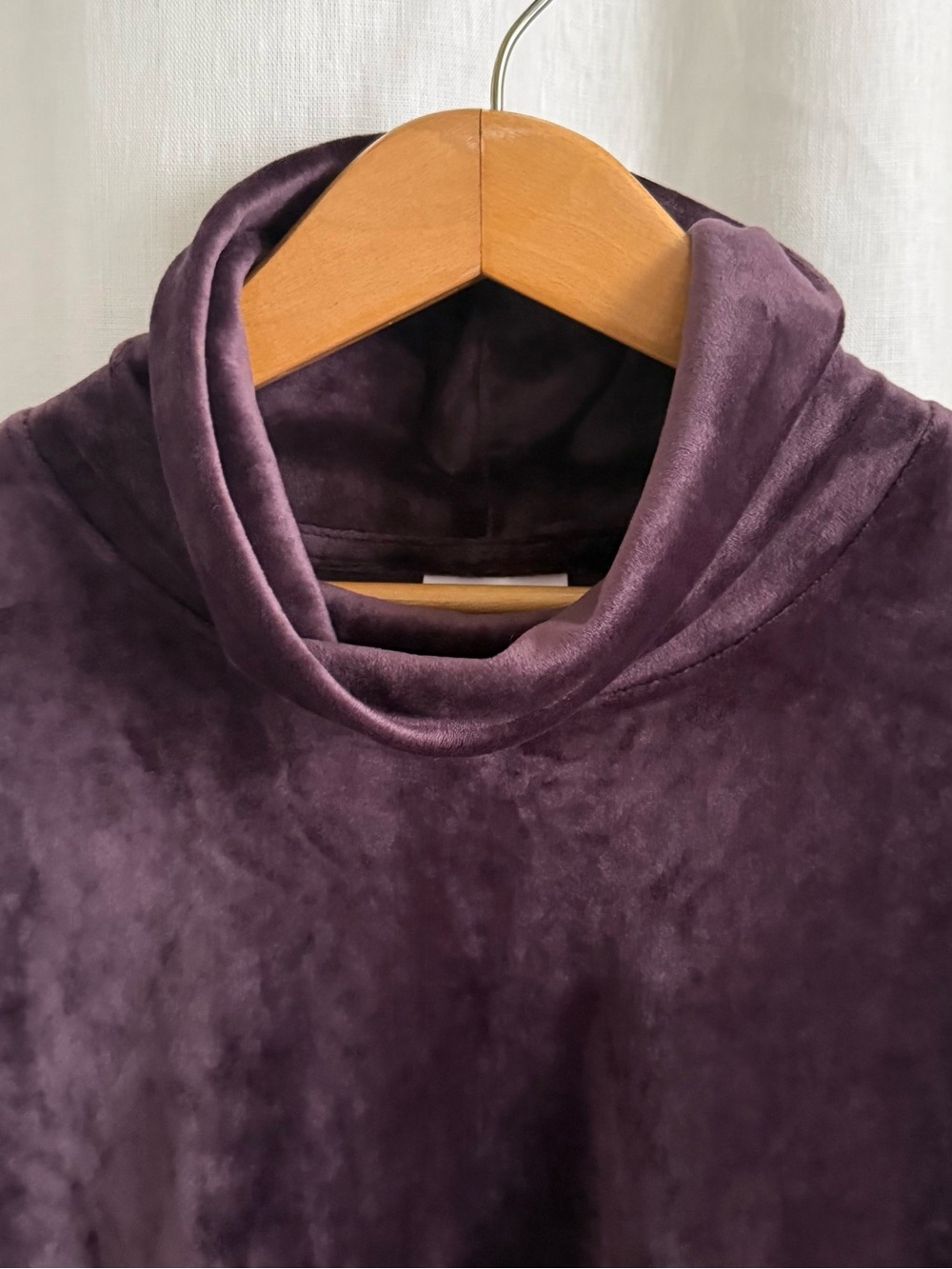 NWT J.Jill Plush Velour Turtleneck Sweater SP Purple Tunic Top Black Violet